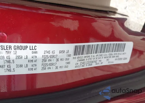 2012 Chrysler Town & Country Touring-L из США, поврежденный, VIN 2C4RC1CG5CR307462